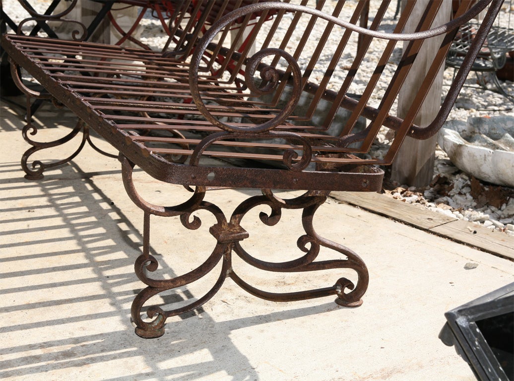 Antique French Iron Park Bench In Good Condition For Sale In Sheffield, MA