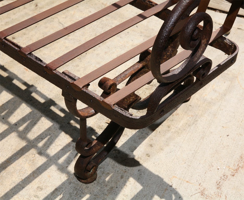 Antique French Iron Park Bench In Good Condition For Sale In Sheffield, MA