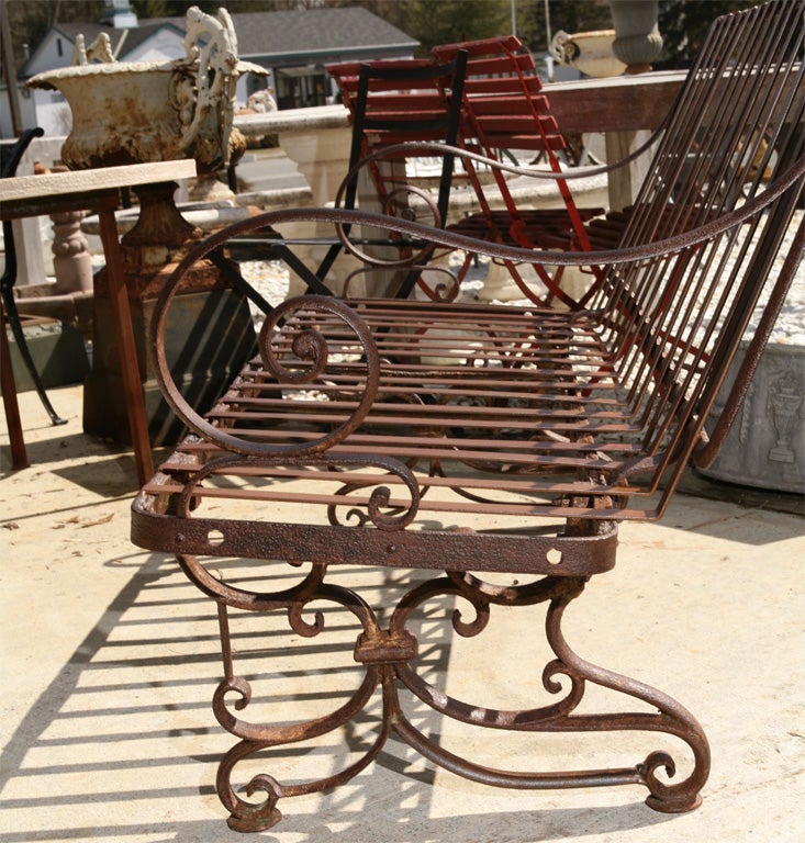Antique French Iron Park Bench For Sale 3