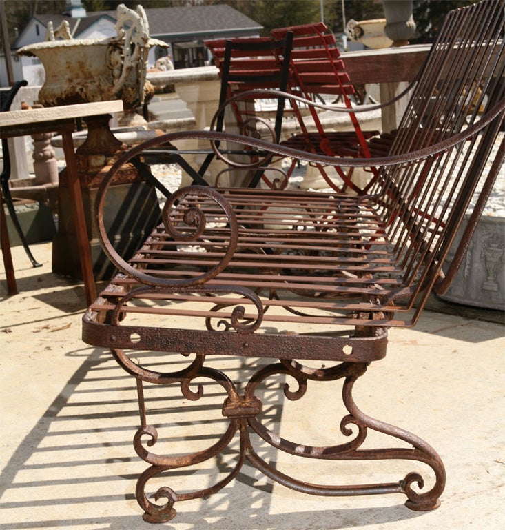 Antique French Iron Park Bench For Sale 1