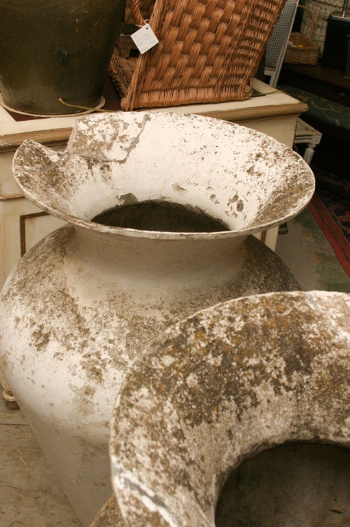 Pair of Oversize French Urns In Distressed Condition In Sheffield, MA