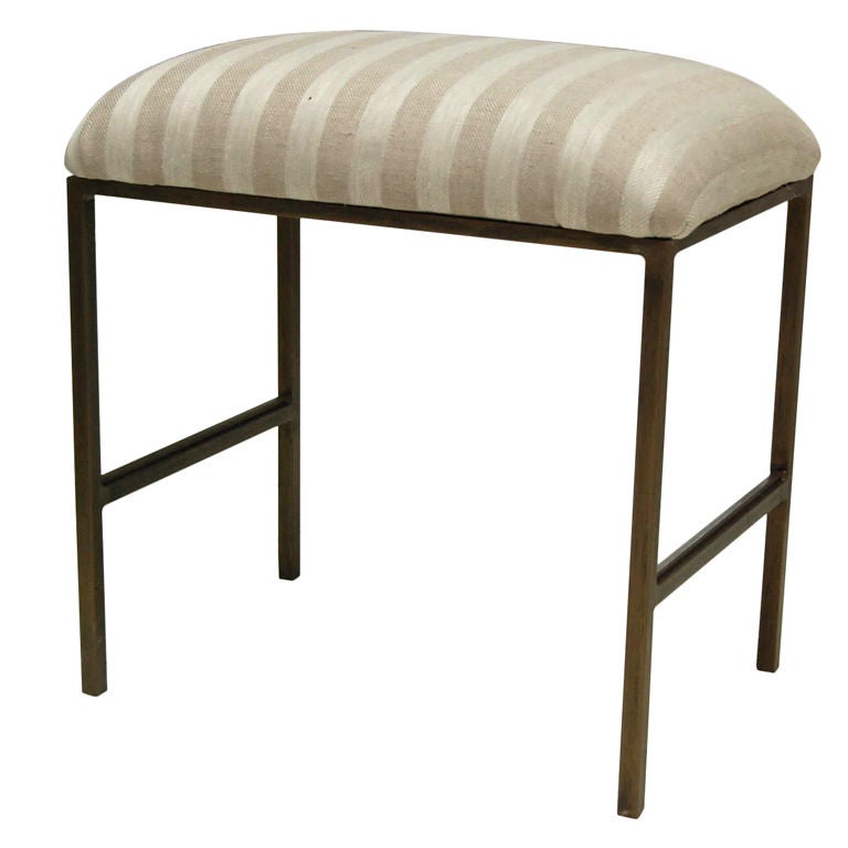 Custom Upholstered Metal Vanity Bench For Sale