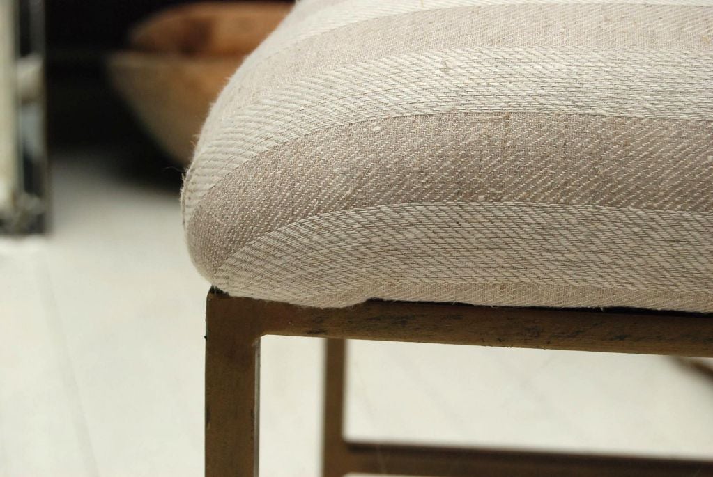 Mid-Century Modern Custom Upholstered Metal Vanity Bench For Sale