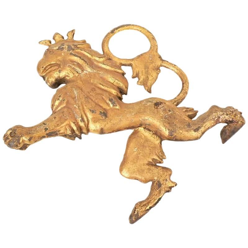 Antique Gilt-on-Iron British Rampant Lion Signage