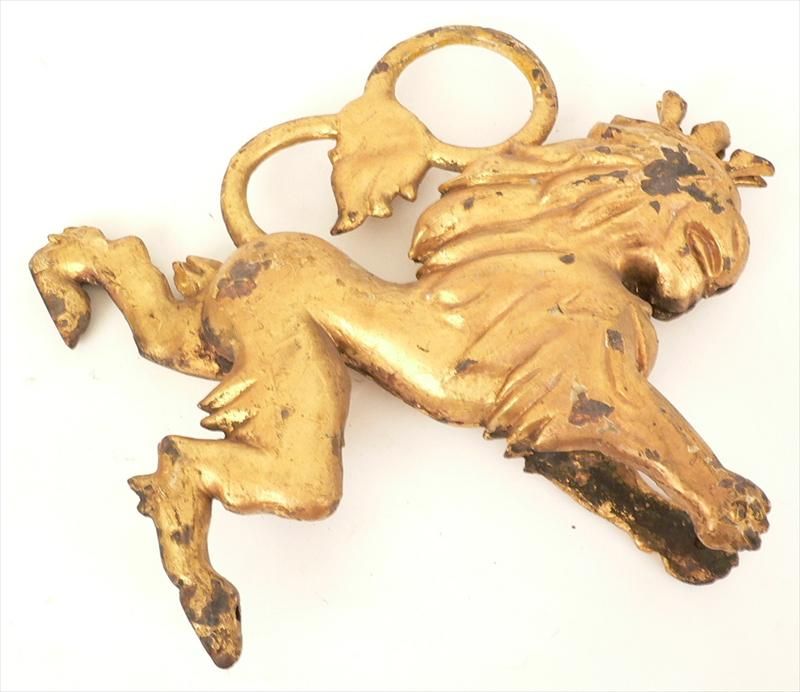 Antique Gilt-on-Iron British Rampant Lion Signage 1