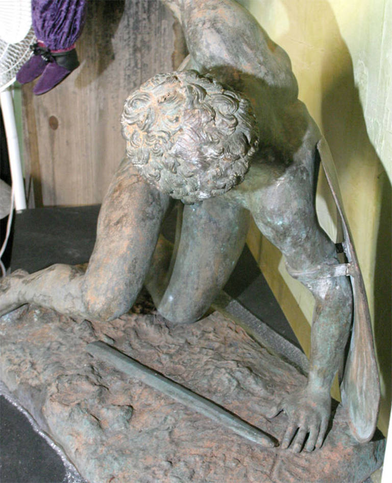 Near 3/4 lifesize, 19th century, possibly earlier cast bronze sculpture in the style of a Roman copy of a Classical Greek statue. It would make a wonderful garden sculpture or outdoor statue.