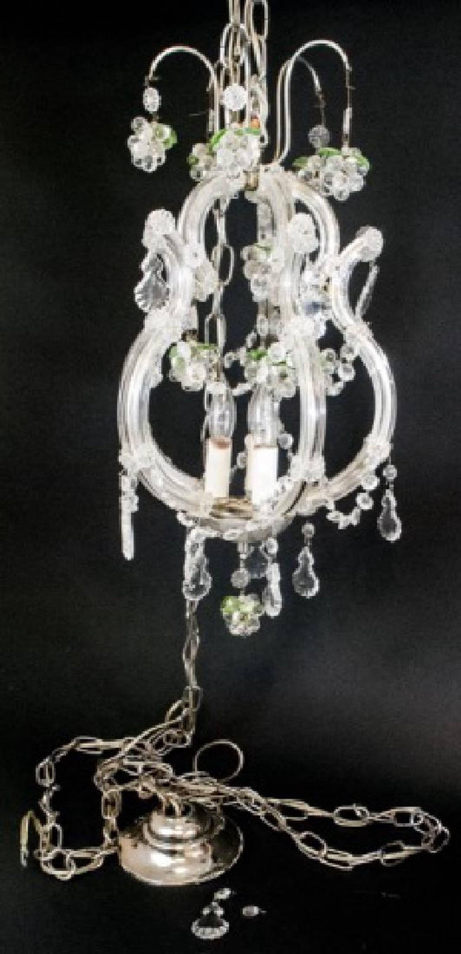 Louis XV Petit lustre vintage en cristal et grappes de raisins à motifs en vente