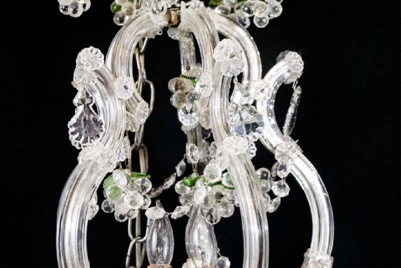 Kronleuchter mit Kristall- und Trauben-Cluster-Motiv im Vintage-Stil (Französisch) im Angebot
