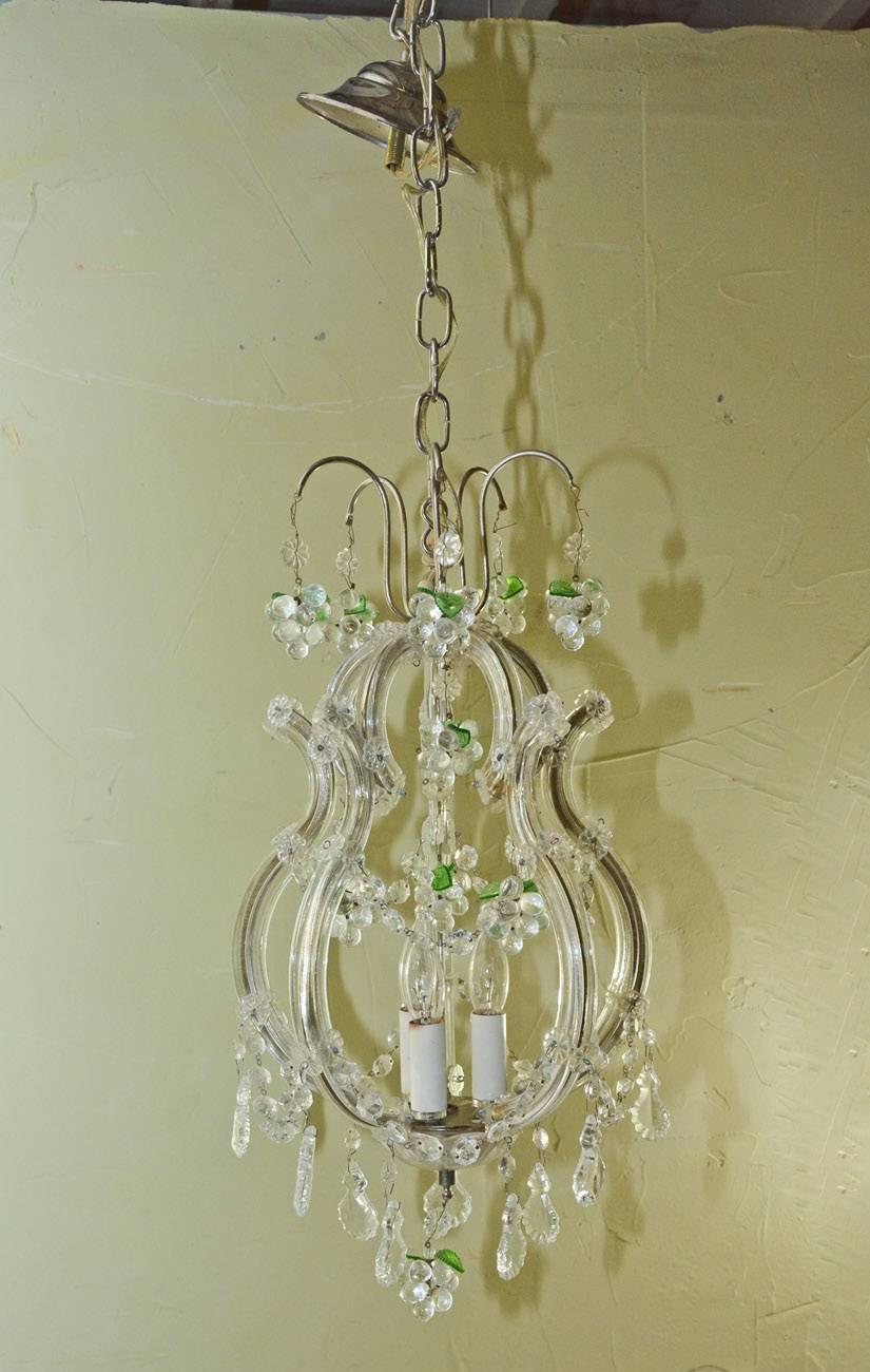 Louis XV Small Vintage Crystal and Grape Cluster Motif Chandelier For Sale