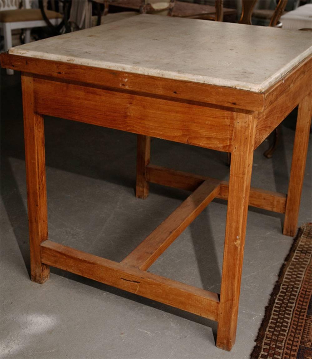 Country French Marble-Top Baker's Work Table