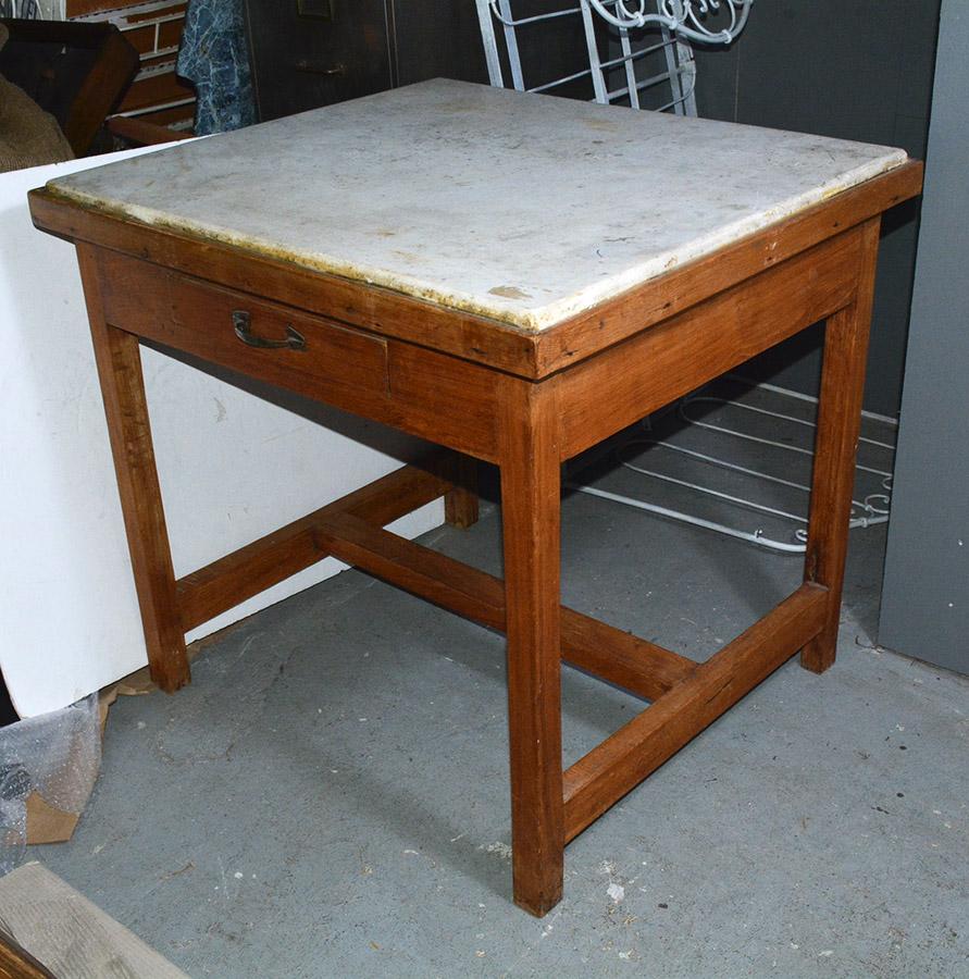 19th Century French Marble-Top Baker's Work Table