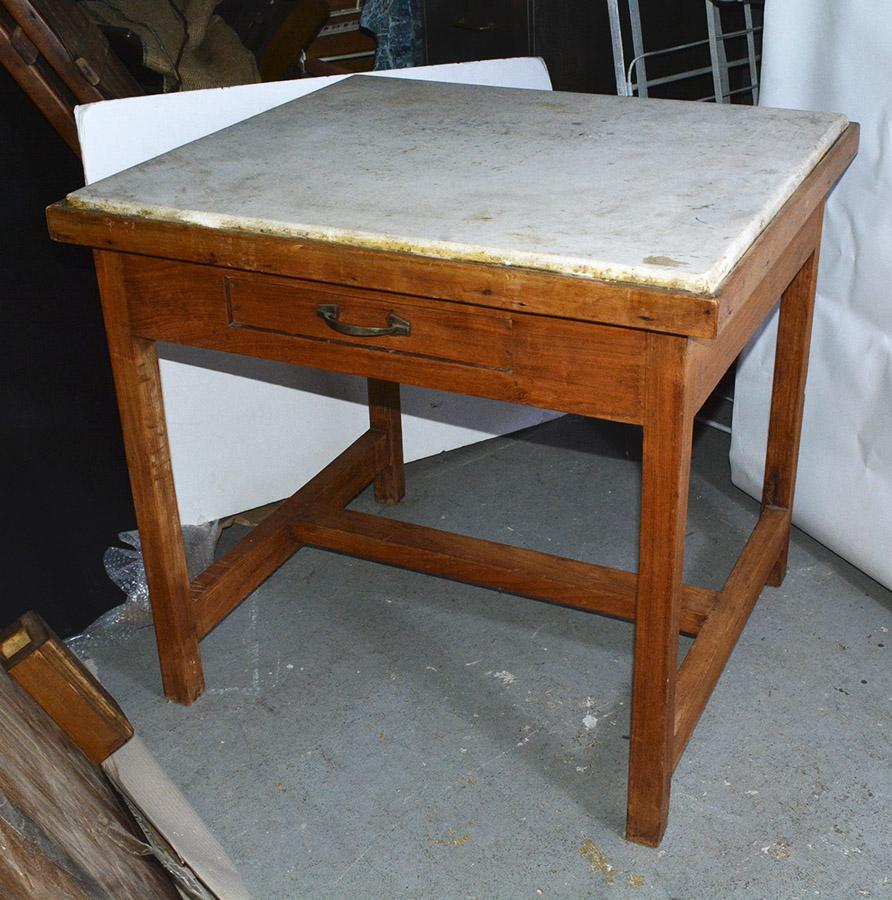 French Marble-Top Baker's Work Table 1