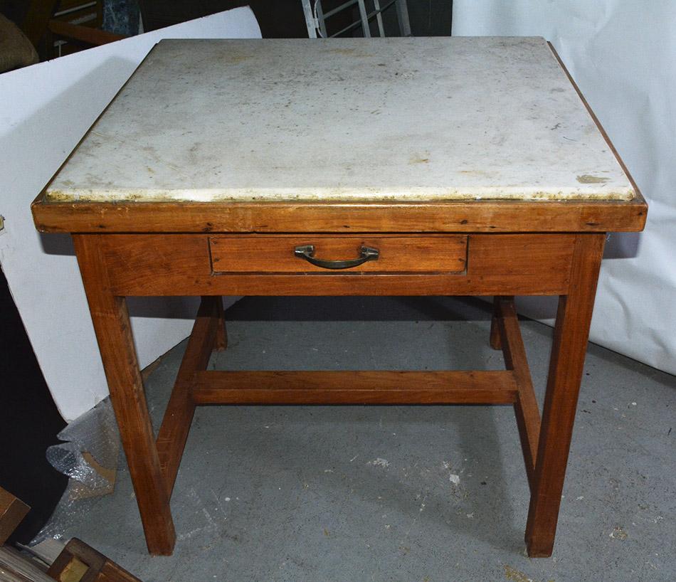 French Marble-Top Baker's Work Table In Good Condition In Sheffield, MA