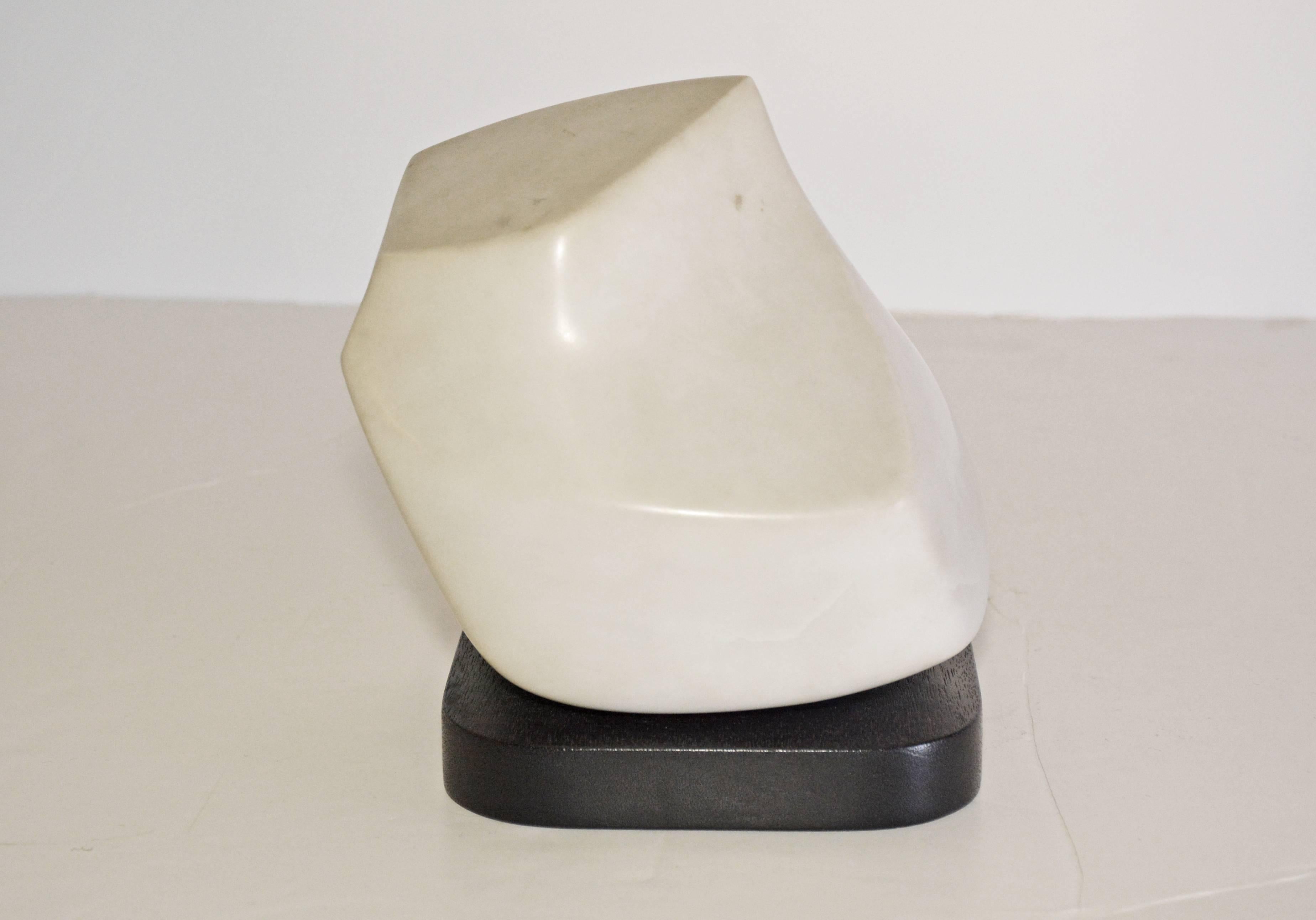 Mid-Century Modern Petite White Marble Sculpture on Stand For Sale