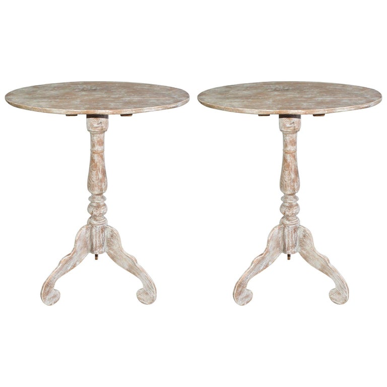 Pair of Oval Swedish Style Pedestal Tables For Sale at 1stdibs