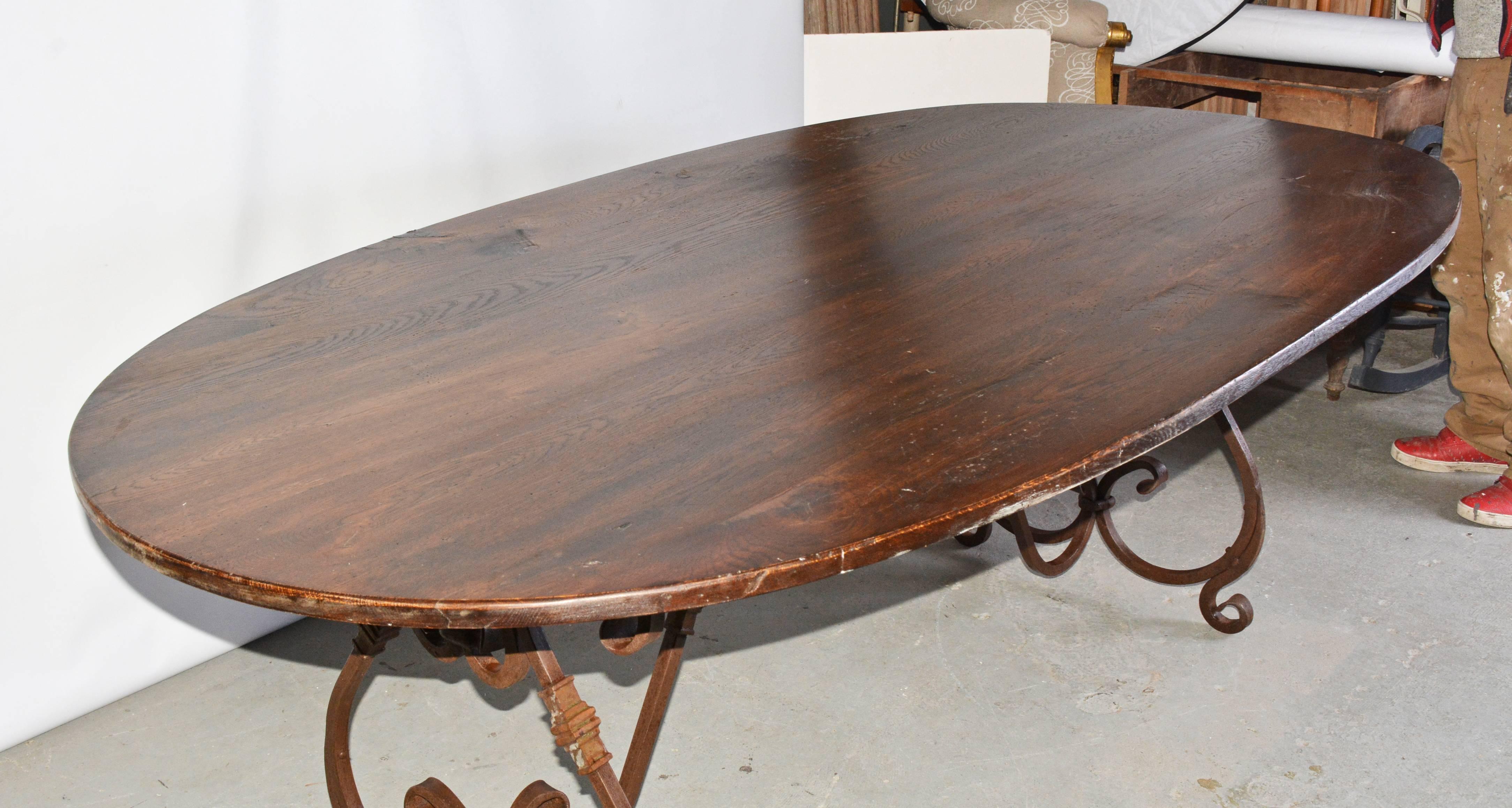 oval metal dining table