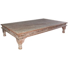 Antique Indian Plank Top Coffee Table