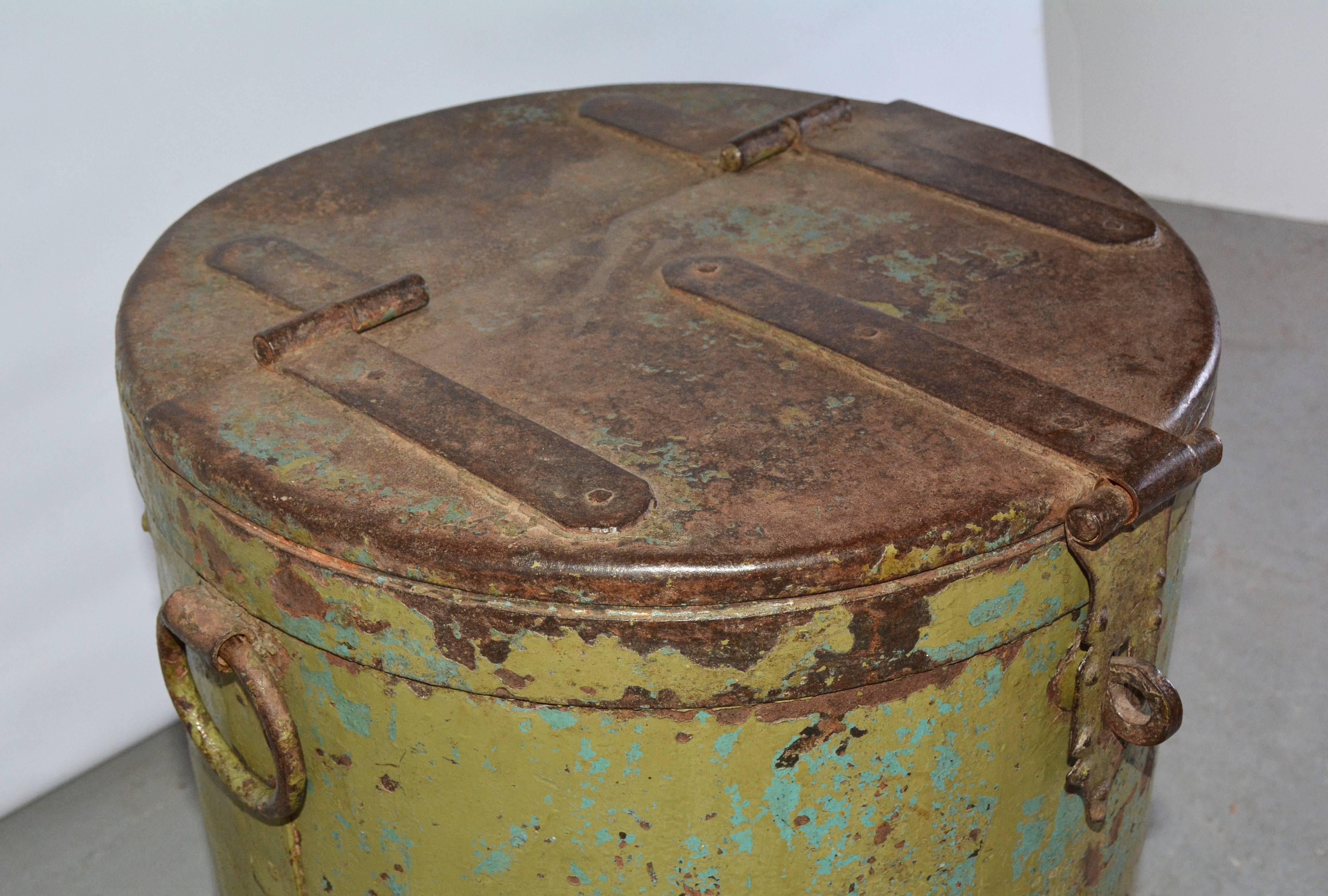 antique metal barrel
