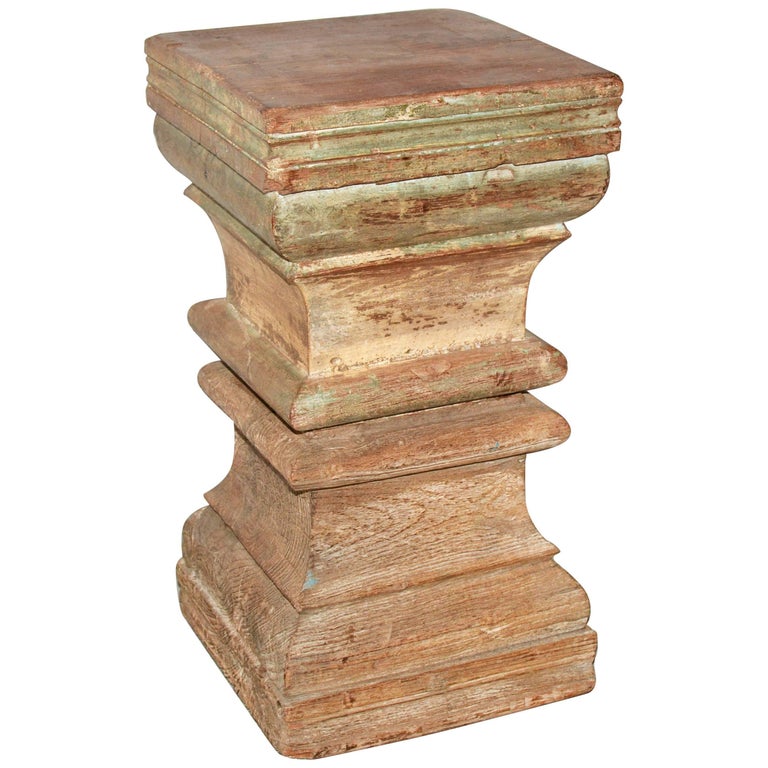 Antique Rustic Carved Wood Side Table at 1stDibs