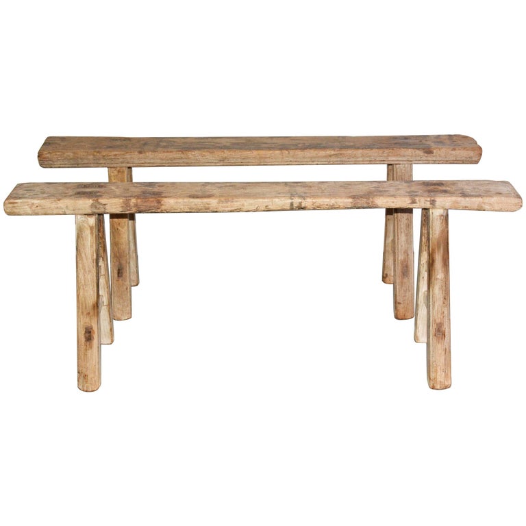 Rustic Antique Teak Bench Sold Singly At 1stdibs