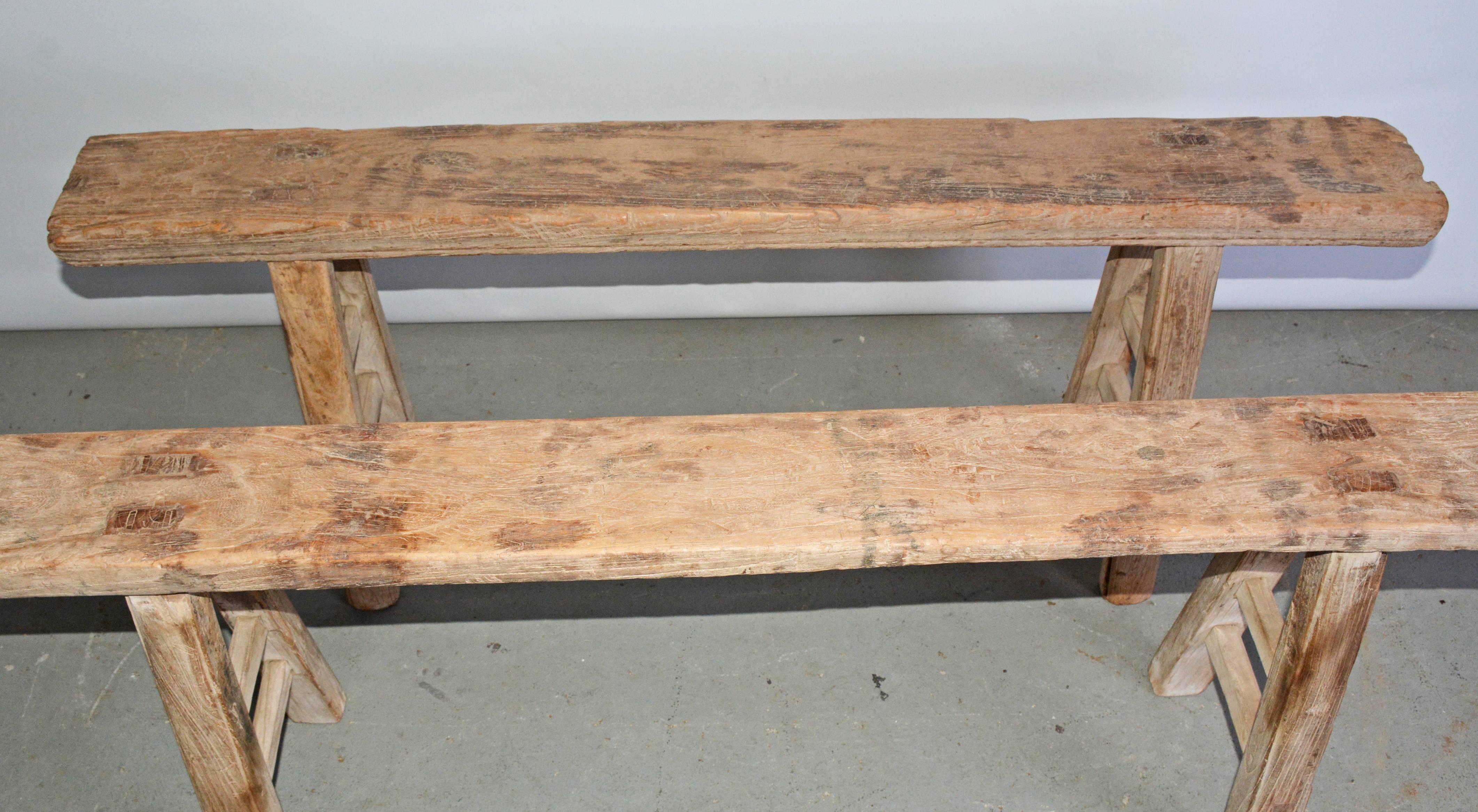 rustic teak bench