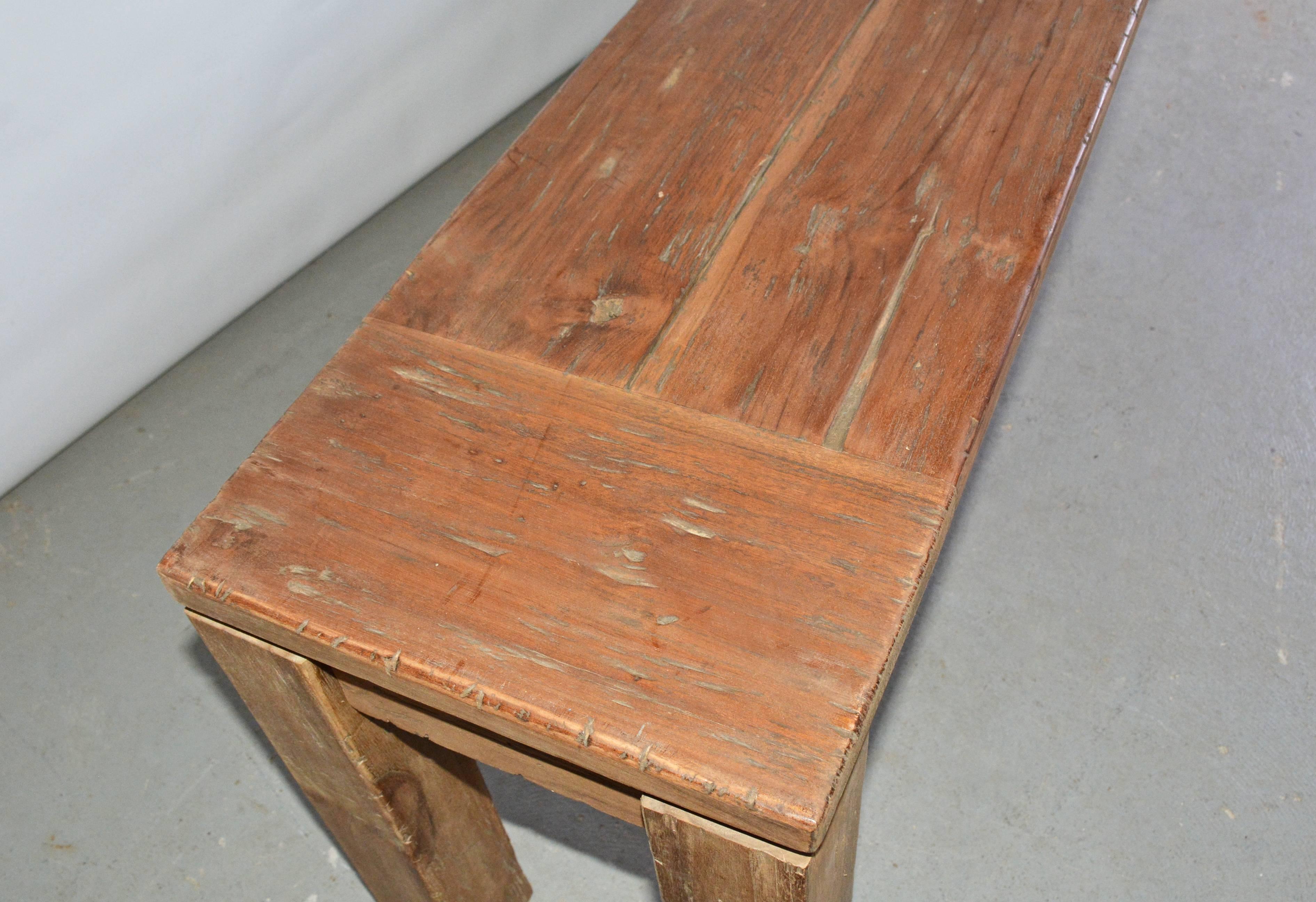 Hand-Crafted Rustic Teakwood Bench or Coffee Table