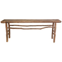 Rustic Organic Asian Teak Wood Console Table