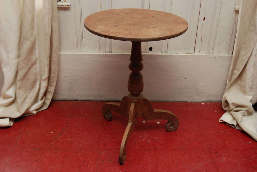 Rustic Petite Round Teak Pedestal Wine Table