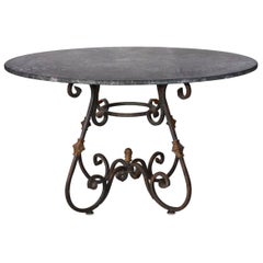Continental Wrought Iron and Marble Dining Table