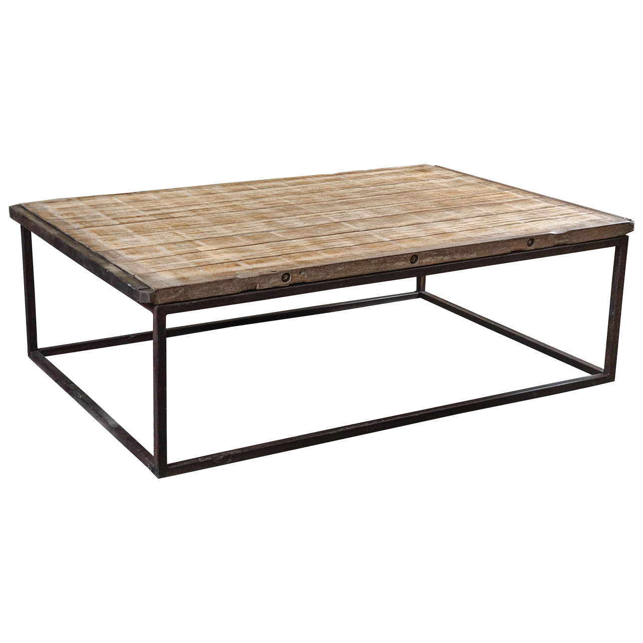 Industrial-Style Plank Top Coffee Table