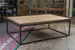 Industrial-Style Plank Top Coffee Table