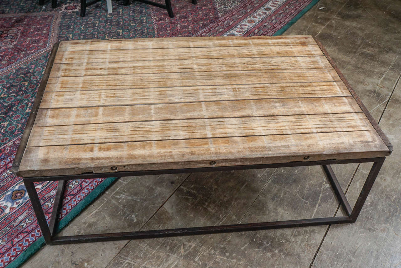 wood plank top coffee table