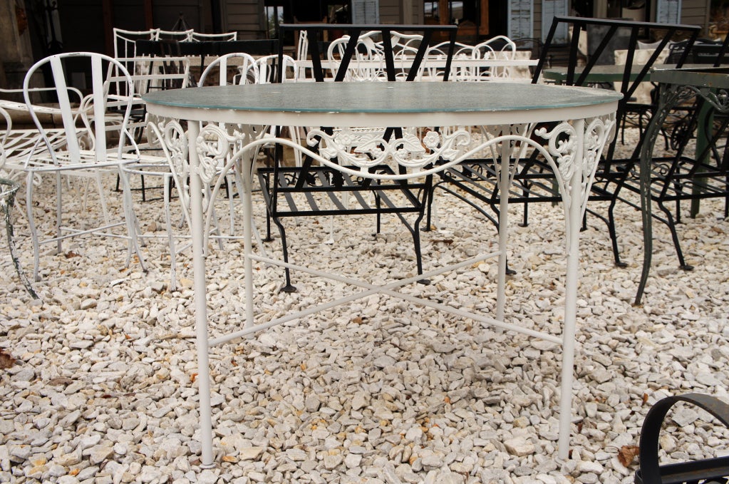 American Salterini Style Round Patio Garden Table For Sale