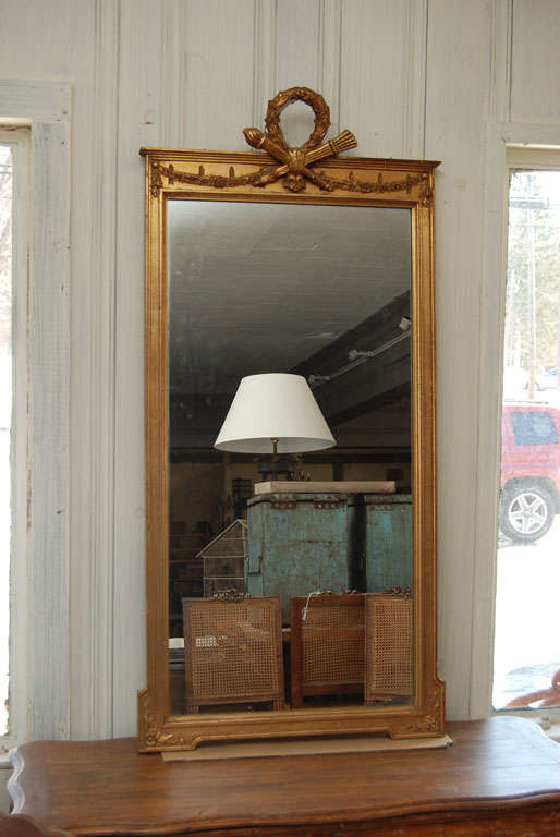 Antique French Neoclassical Pier Mirror In Good Condition In Sheffield, MA