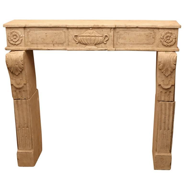 18th Century French Limestone Fire Surround For Sale