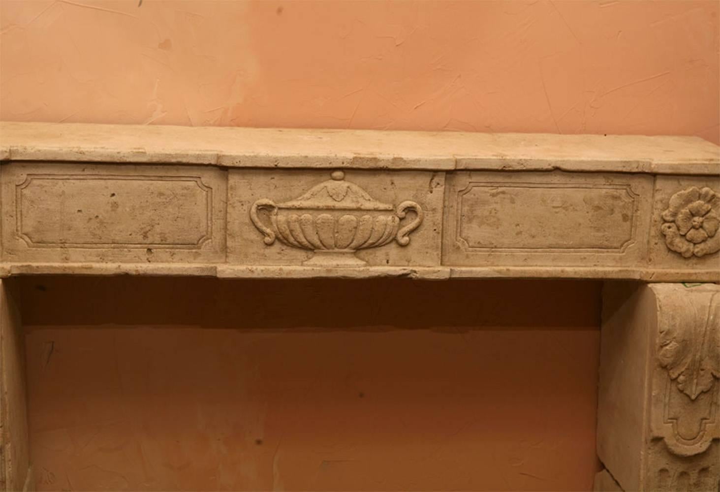 Louis XVI 18th Century French Limestone Fire Surround For Sale