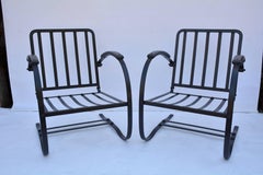 Three Vintage Wrought-Iron Patio Spring Chairs