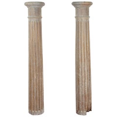 Coppia di colonne classiche toscane in Wood