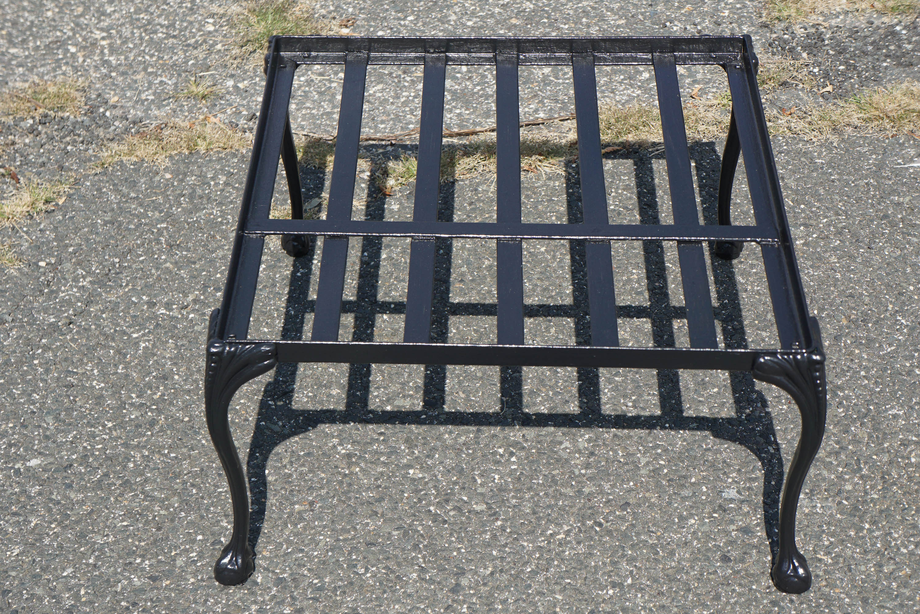 Wrought Iron Vintage Outdoor Porch or Garden Lounge Chair and Matching Stool
