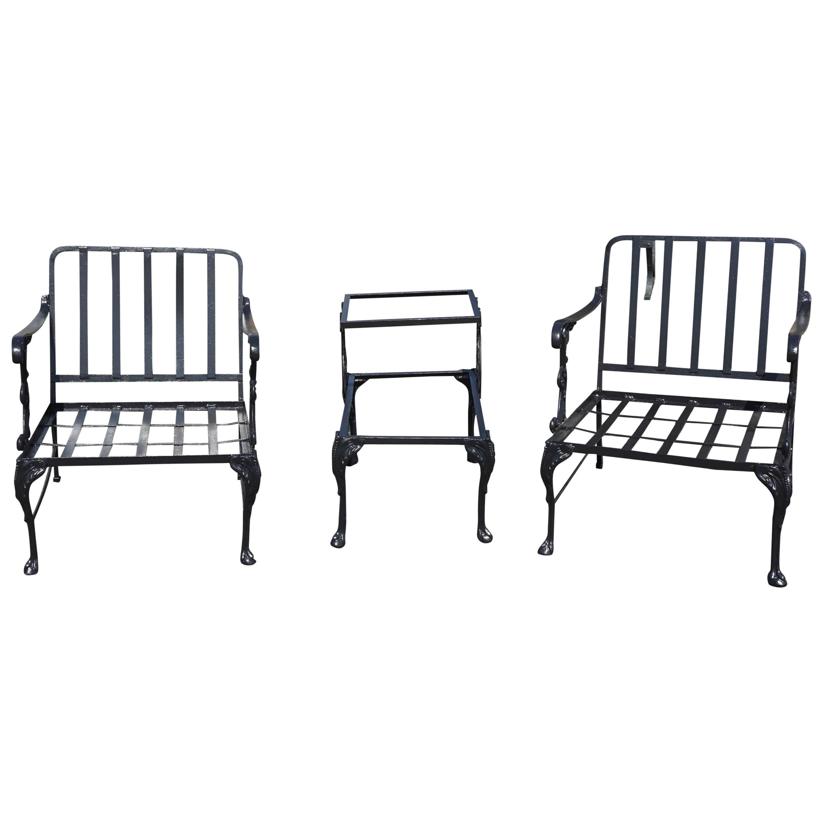 Vintage Outdoor Porch or Garden Lounge Chairs with Matching Table
