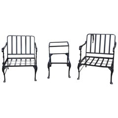 Retro Outdoor Porch or Garden Lounge Chairs with Matching Table