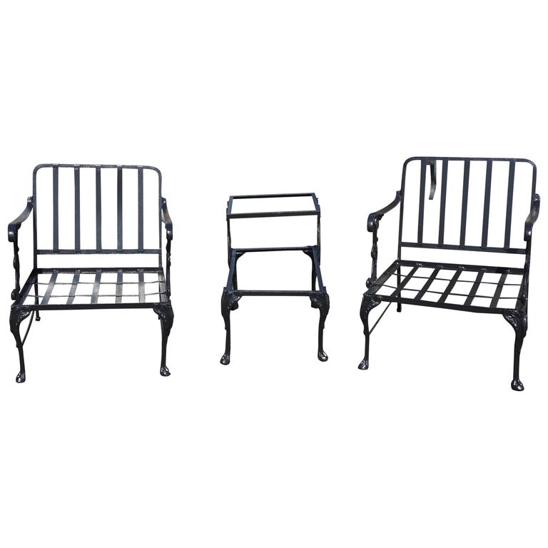 Vintage Outdoor Porch or Garden Lounge Chairs with Matching Table at