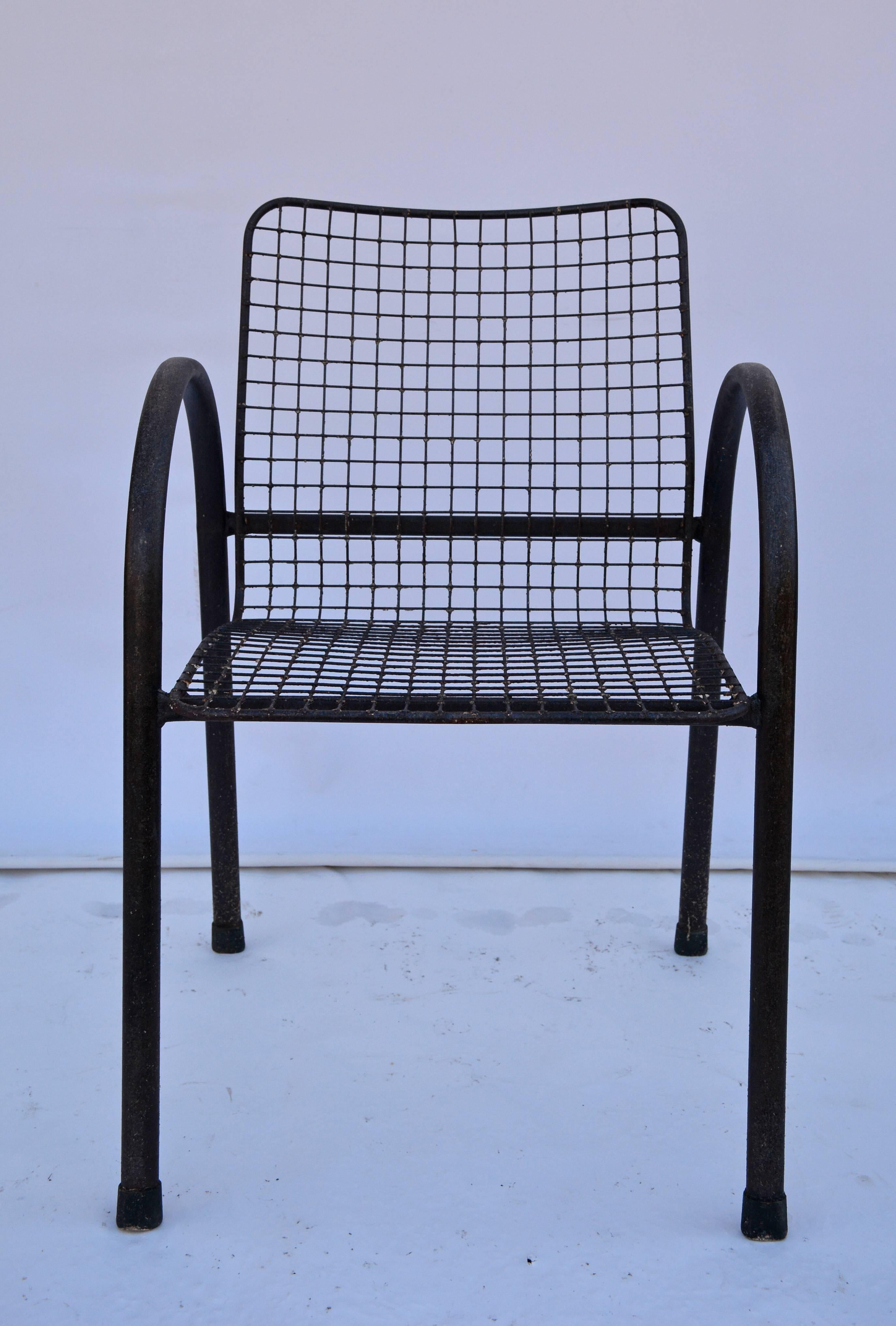 Other Four Patio Wrought Iron Mesh Armchairs