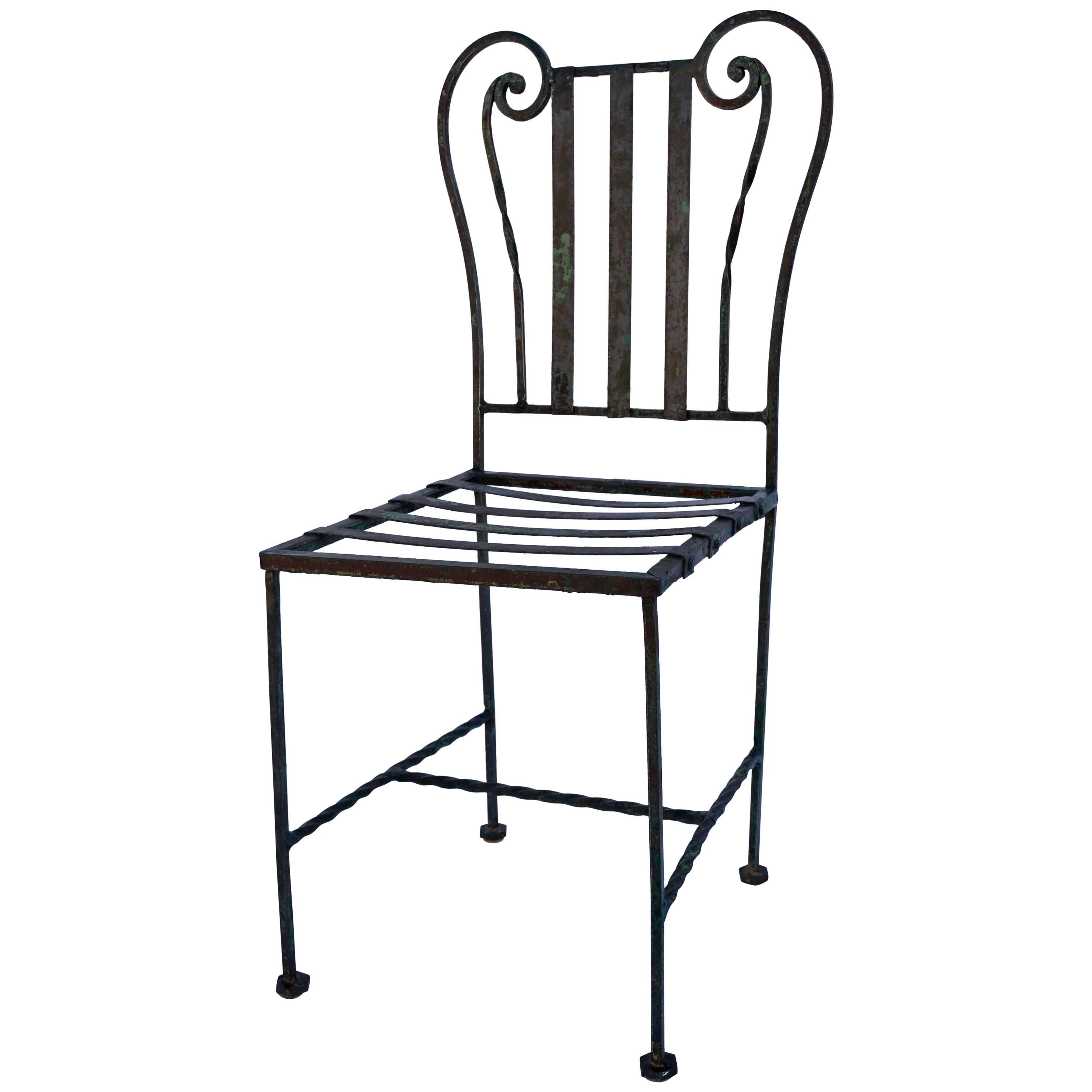 Lyre-Style Wrought-Iron Cafe Garden Chair