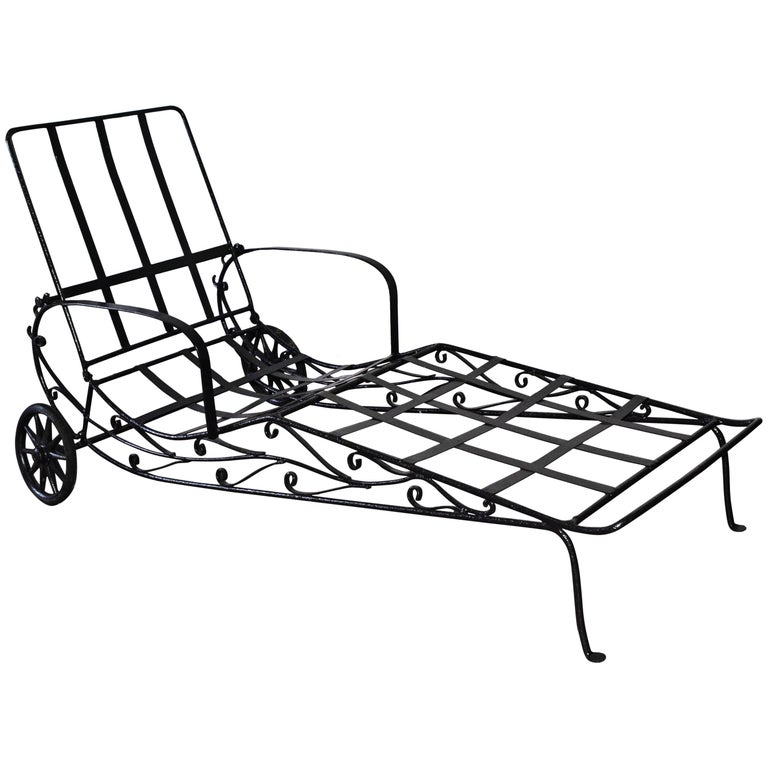 Salterini Wrought Iron Chaise Longue For Sale