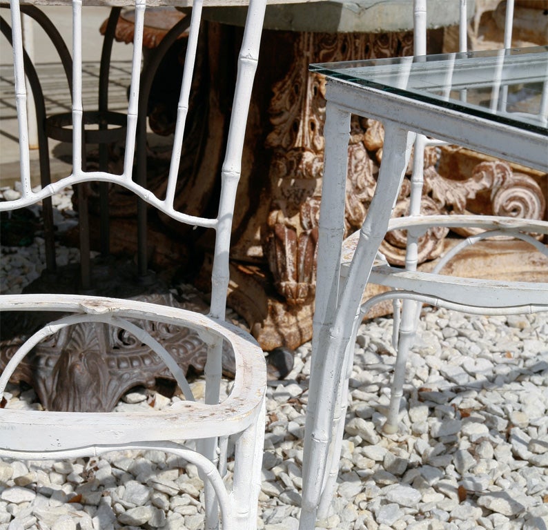 Americano Set da pranzo da giardino in metallo con bambù finto in vendita