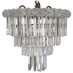 Vintage Cut and Pressed Glass Four-Tiered Chandelier