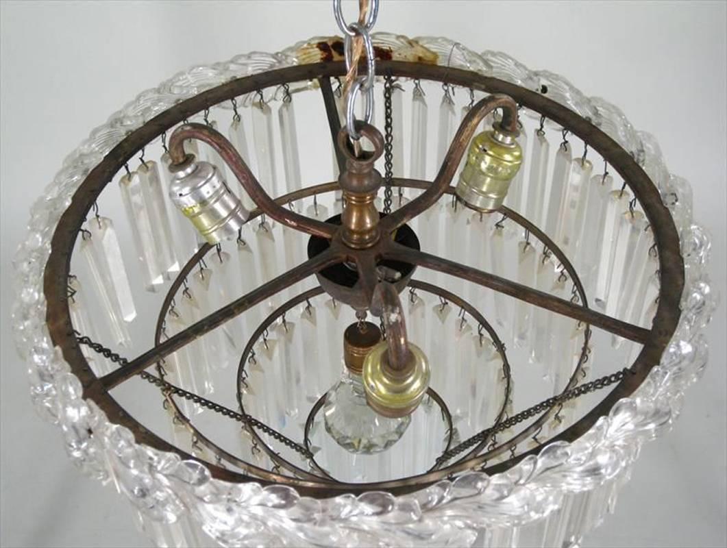 American Cut and Pressed Glass Four-Tiered Chandelier For Sale
