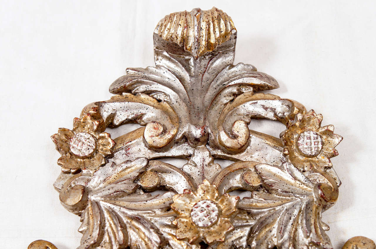 Vermeil Hand-Carved Silver Giltwood Decorative Sculpture For Sale