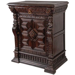 Antique Hand-Carved Oak Cabinet